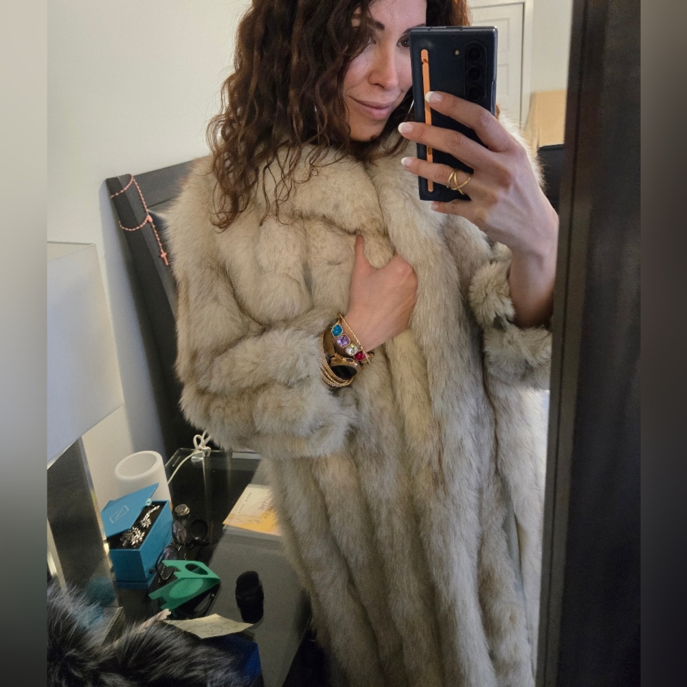 SOLD Vintage Real Fox Fur White Coat